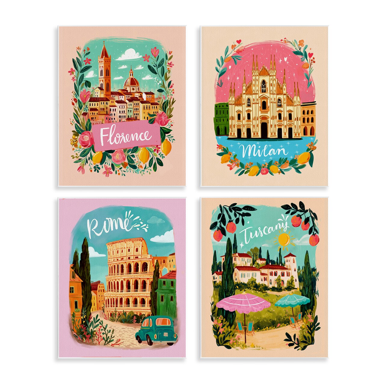 Stupell Industries Italy Travel Locations with Florals Wall Plaque, design by Yen